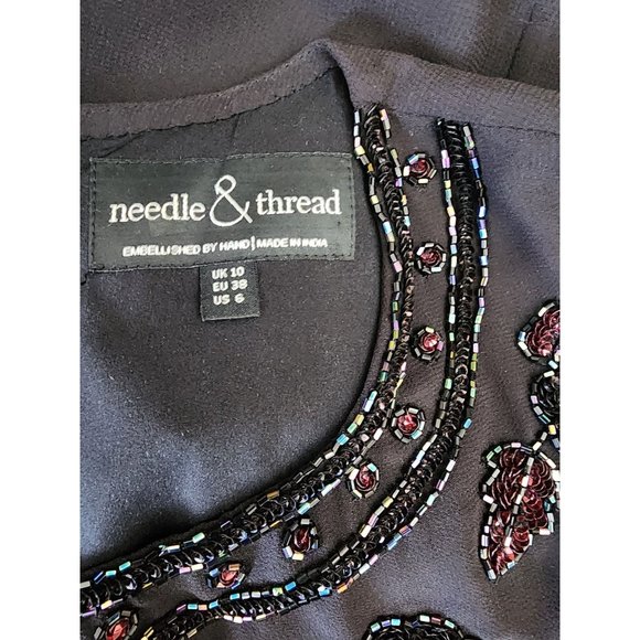 Needle & Thread Black Sequin Blouse Top Beaded Metallic Embellished Sleeveless 6 - Picture 7 of 8